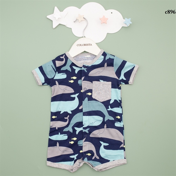 Body đùi họa tiết cá heo có túi ngực cho bé