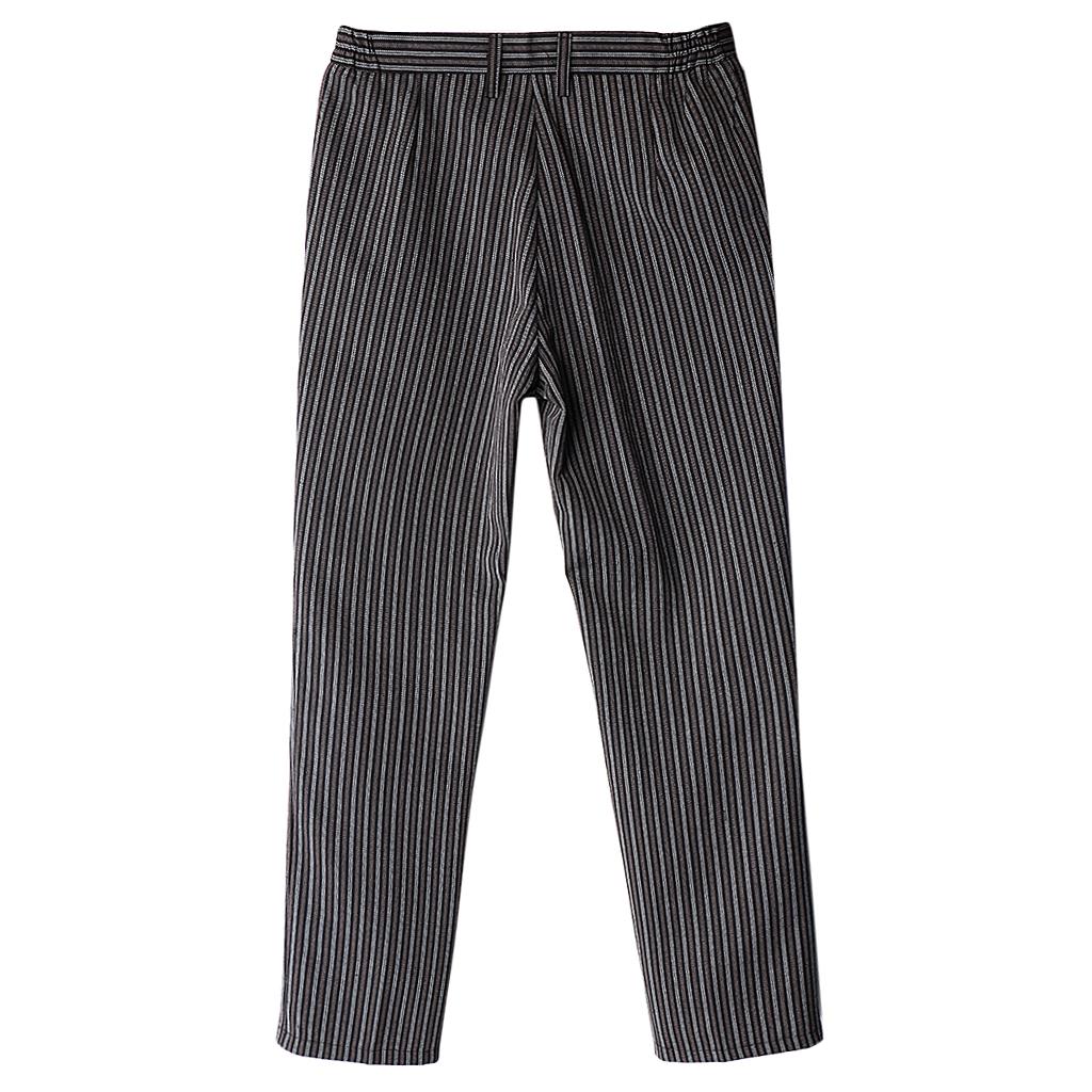 Professional Chef Trousers 2 Pockets Cotton Stripe Work Pants for Mens Womens