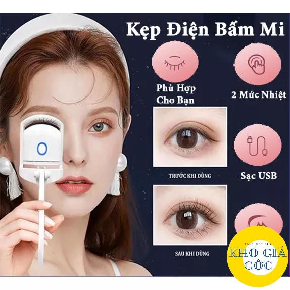 Máy Uốn Mi Cong Bằng Điện Cao Cấp,Uốn Cong Lông Mi Tự Nhiên, Giữ Nếp Lâu Dài Bằng Nhiệt,Có Cổng Sạc USB HQ