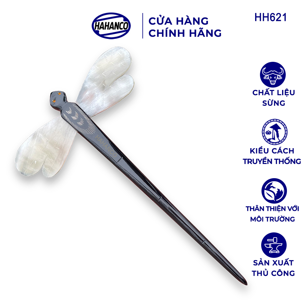 Trâm cài tóc chuồn chuồn bằng sừng - đục khắc hình đẹp - phong cách thiên nhiên- HH621