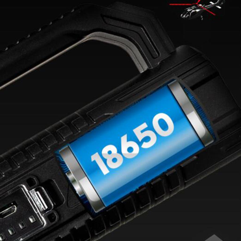 Rechargeable Torch LED Handheld Portable Searchlight Outdoor Flashlight Long Shots Lamp for Hunting Hiking Camping Black
