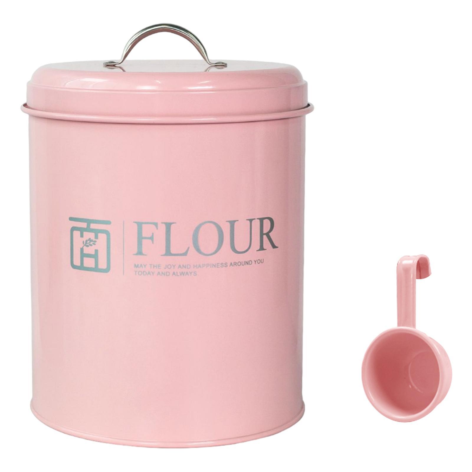 2x Airtight Flour Storag Bucket 2.5kg with Spoon for Flour Coffee Powder