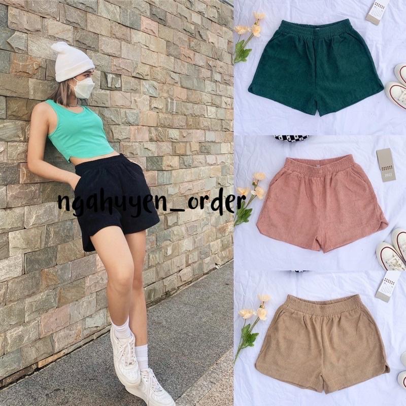 Quần short nhung tăm form rộng style cute phomai que