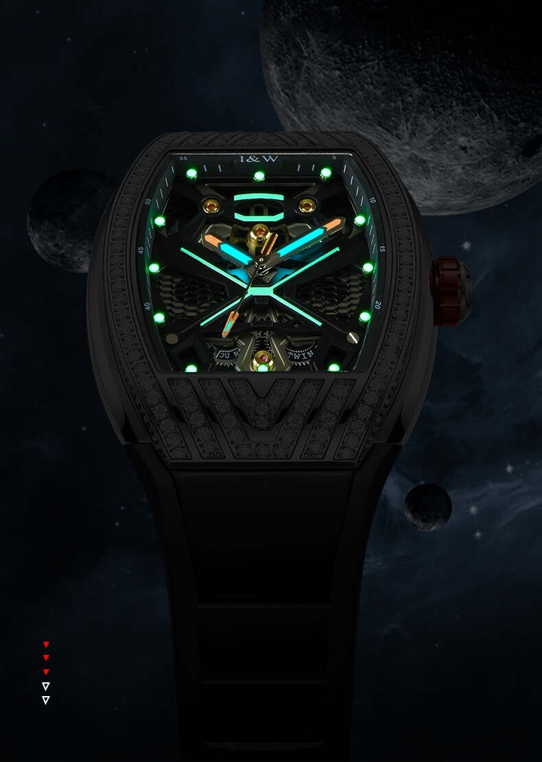 Đồng hồ nam chính hãng I&amp;W Carnival 760G-S2 Kính sapphire chống xước,Chống nước 50m,BH24 tháng,máy Automatic ( cơ) ,dây cao su chính hãng chống nước tuyệt đối,vỏ thép không gỉ bền bỉ