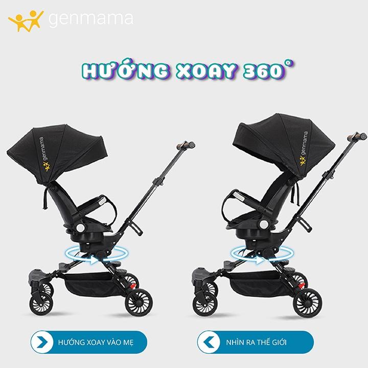 Xe đẩy cho bé, xe đẩy siêu nhẹ gấp gọn đa năng mái che ngăn tia UV, ghế xoay 360 độ, 3 tư thế ngồi, ngả, nằm mẫu mới 2022