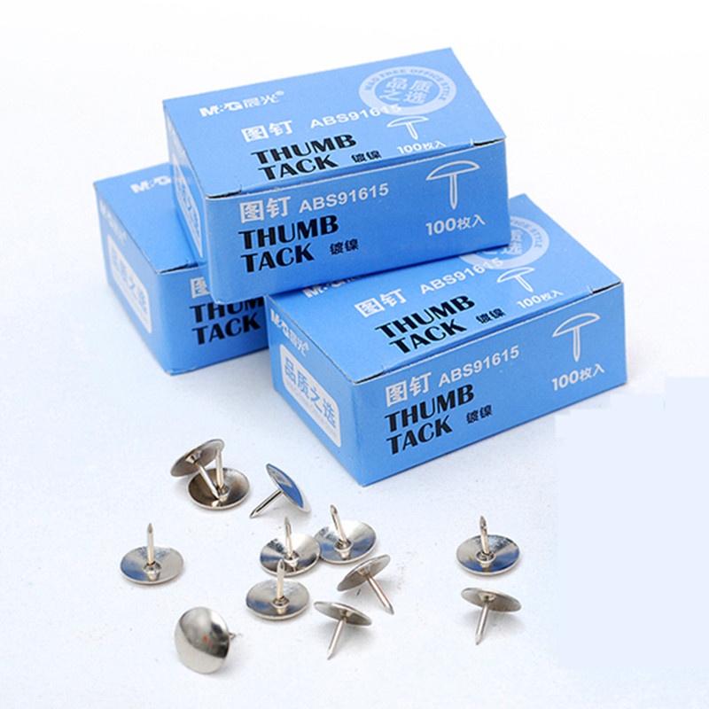 Ghim mũ nhọn / Ghim bảng gỗ Inox phủ Niken 1cm, Đinh ghim mũ ABS91615 I Hộp 100 Pcs