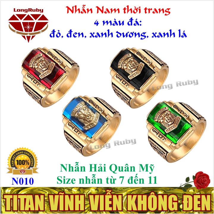 NHẪN NAM INOX MẠ VÀNG SƯ TỬ 1973 ĐÁ ĐEN CAO CẤP | NHẪN SƯ TỬ 1973 - N010B