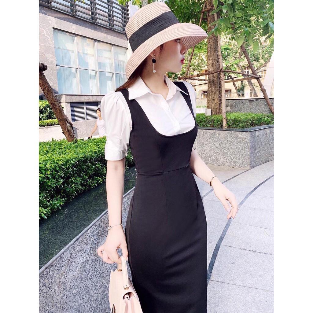 Sét Đồ Nữ Hot Trend Hàn Quốc Áo Sơ Mi &amp; Yếm Body Thời Trang Mới Mẻ Phong Cách