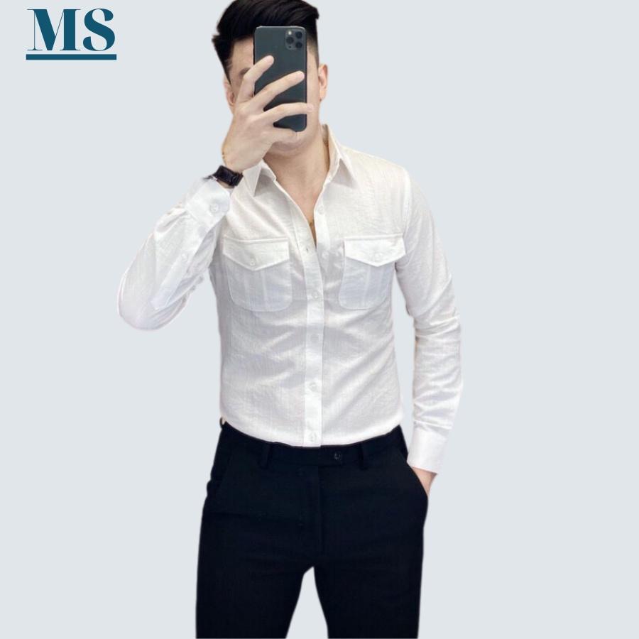 Áo sơ mi nam chất đũi CỰC MÁT,SƠ MI NAM THỜI TRANG NAM MENSWEAR - PHỐI 2 TÚI NGỰC CÁ TÍNH - LÊN FORM SIÊU ĐẸP