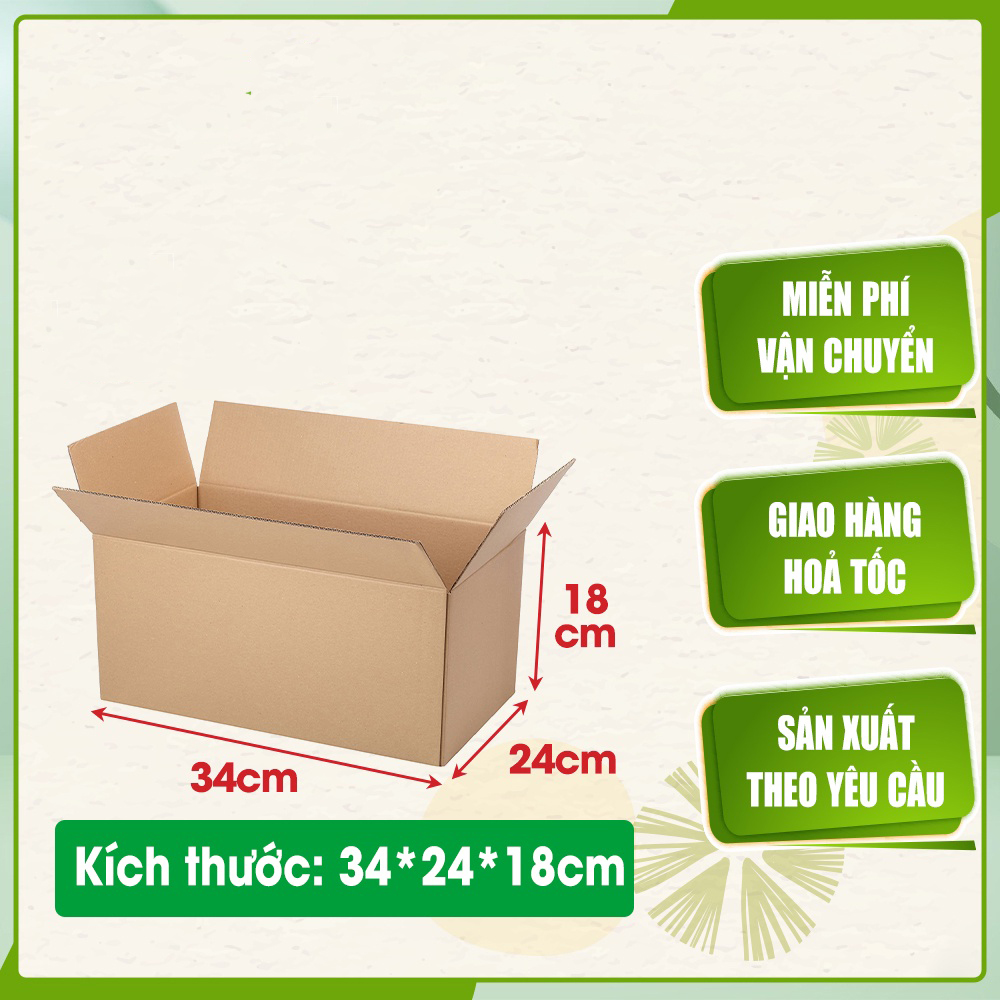 Bộ 10 Thùng Carton 34X24X18 Cm