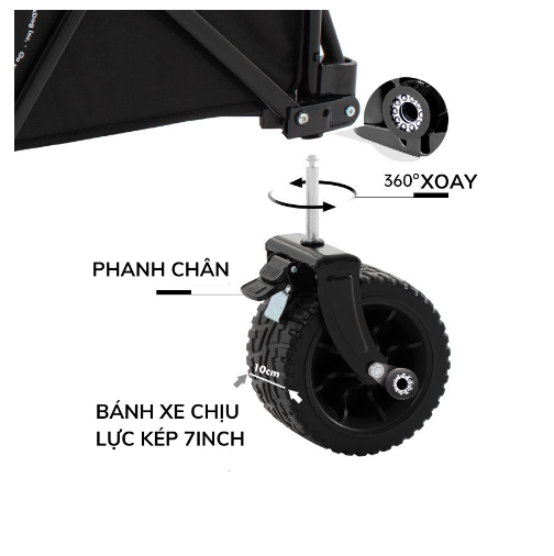 Xe kéo gấp gọn 4 chiều tháo rời bánh Blackdog BD-TC002