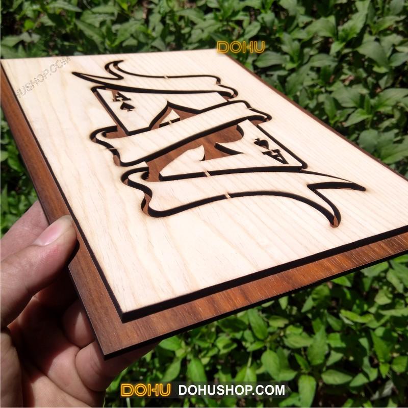 Tranh Treo Tường Bằng Gỗ Handmade DOHU008: Lá Bài Át Cơ - Thiết Kế Đơn Giản, Độc Đáo, Sang Trọng