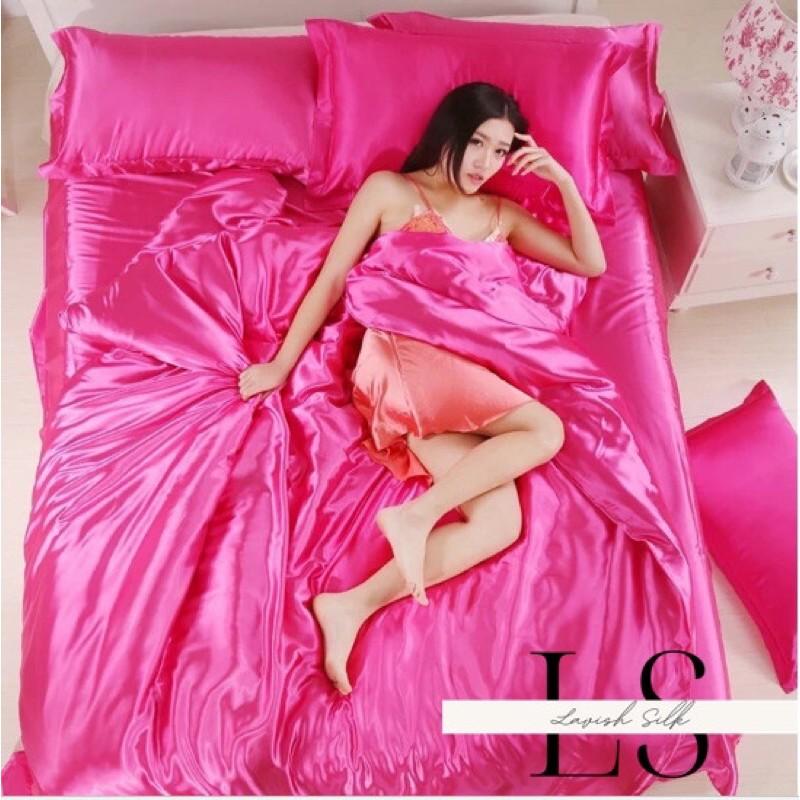 Ga Giường Drap Lẻ Phi Lụa Lavish Silk cao cấp mát lạnh hàng loại 1 không nối vải - Hồng Cánh Sen