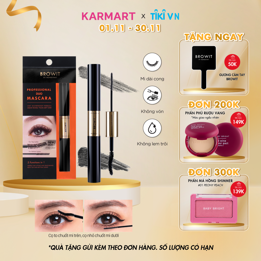 Mascara 2 đầu Browit Professional Duo Mascara 4 + 4g Sexy Black