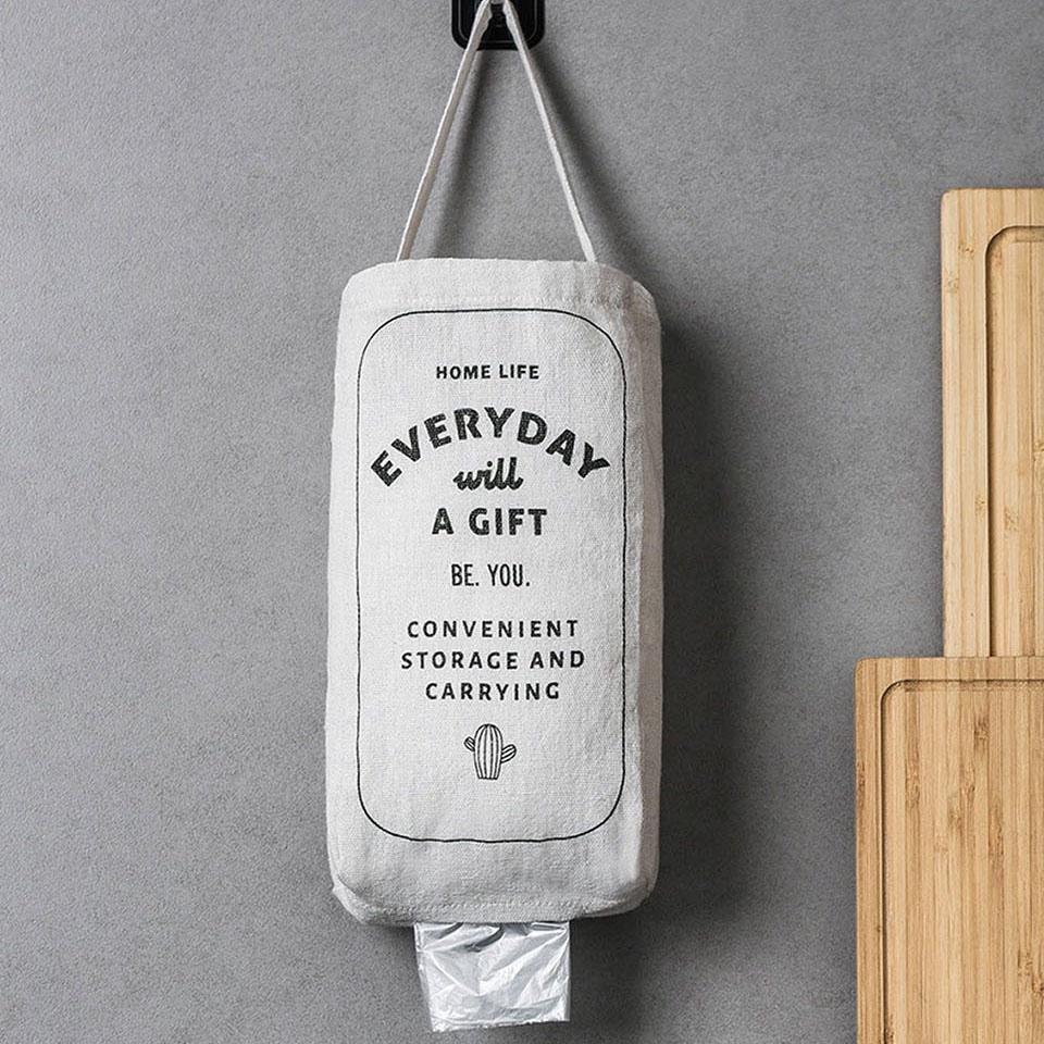 Wall Hanging Kitchen Garbage Bag Sstorage Rack Bathroom Plastic Bag Nordic style Cover Storage Bag