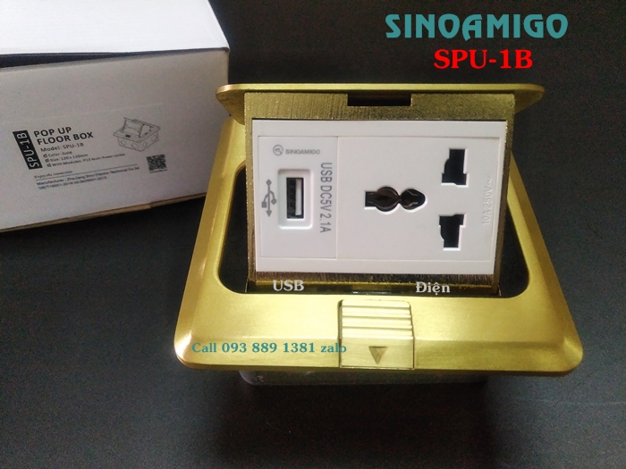 Sinoamigo SPU-1B, ổ điện âm nền chất liệu đồng đúc nguyên tấm, chống oxy hóa, Module lắp theo yêu cầu - Hàng chính hãng