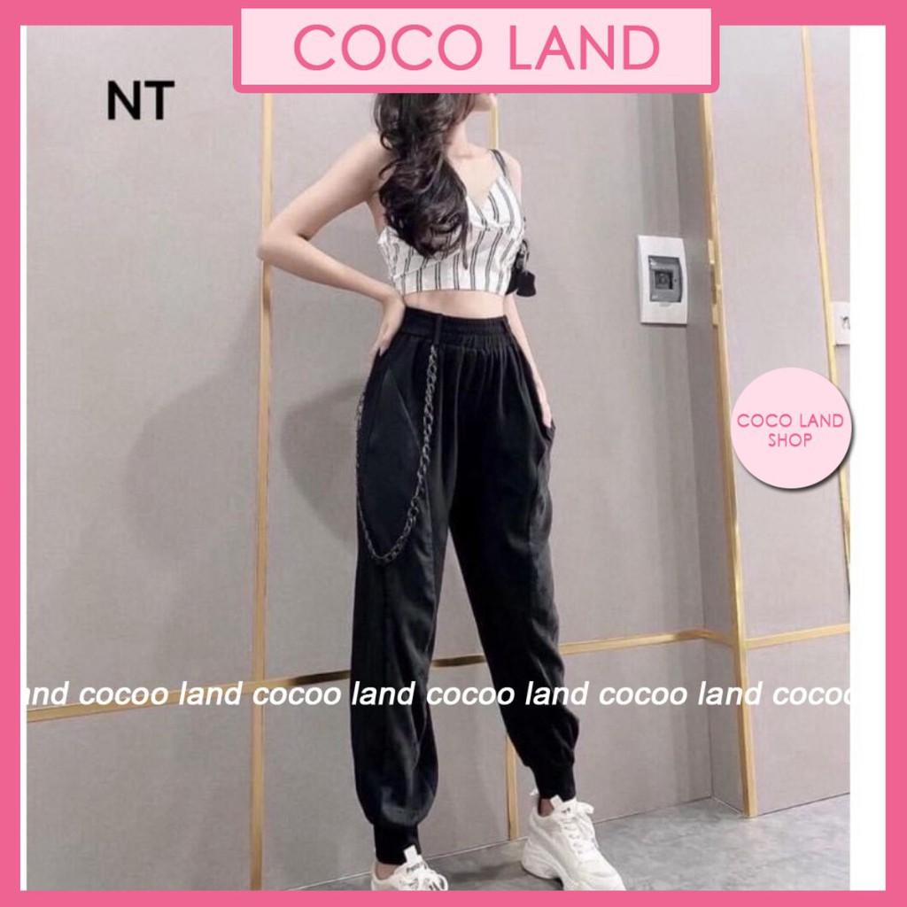 quần jogger hiphop kèm dây xích cá tính kèm ảnh thật phía sau coco land ulzzang