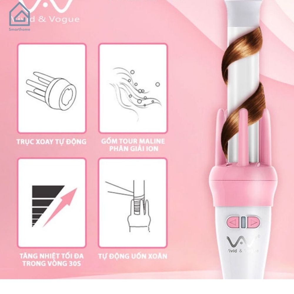 Máy Uốn Tóc Làm Xoăn Xoay Tự Động 360 Độ Hàng FULL BOX Chính Hãng MINIIN - Tặng Máy Ép Tóc