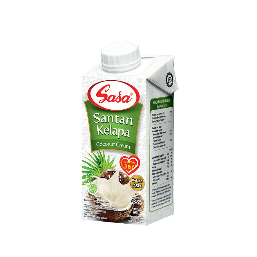 NƯỚC CỐT DỪA DẠNG KEM COCONUT CREAM SASA 200ML - NHẬP KHẨU INDONESIA