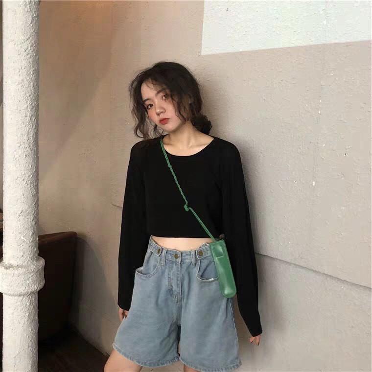 ÁO TAY DÀI CROPTOP FORM RỘNG CÁ TÍNH HÌNH THẬT UP Ở CUỐI