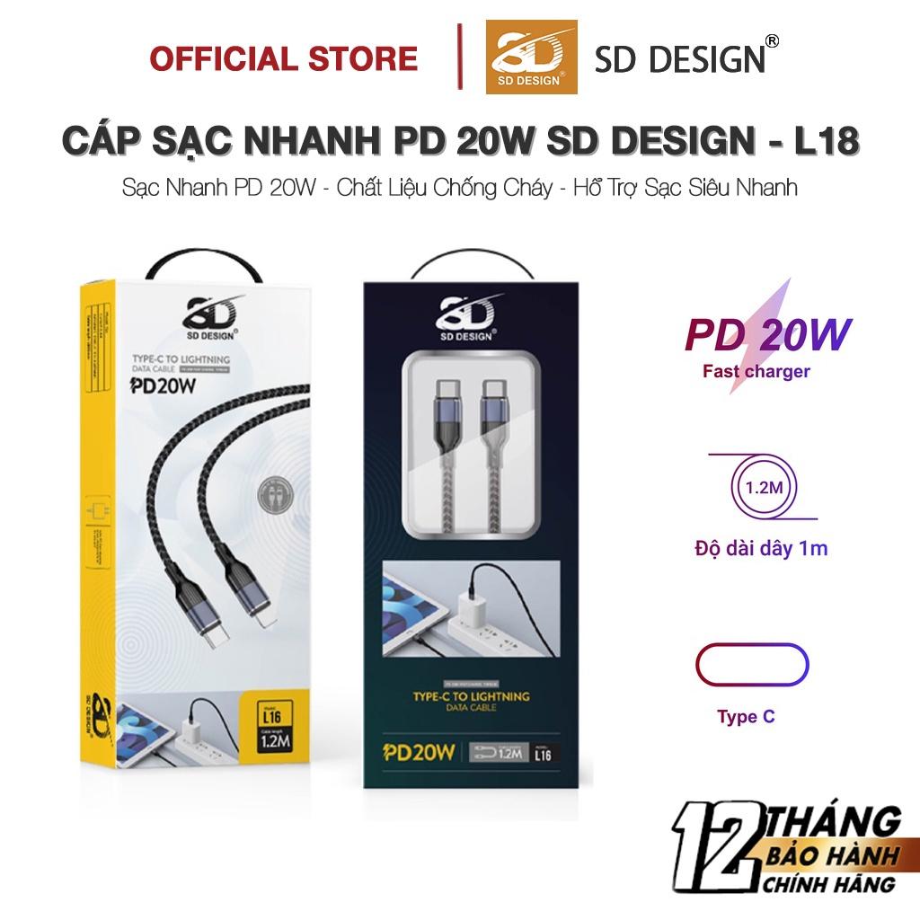 Cáp sạc nhanh công nghệ Power Delivery 20W L16 SD Design Sạc nhanh an toàn cho điện thoại iphone