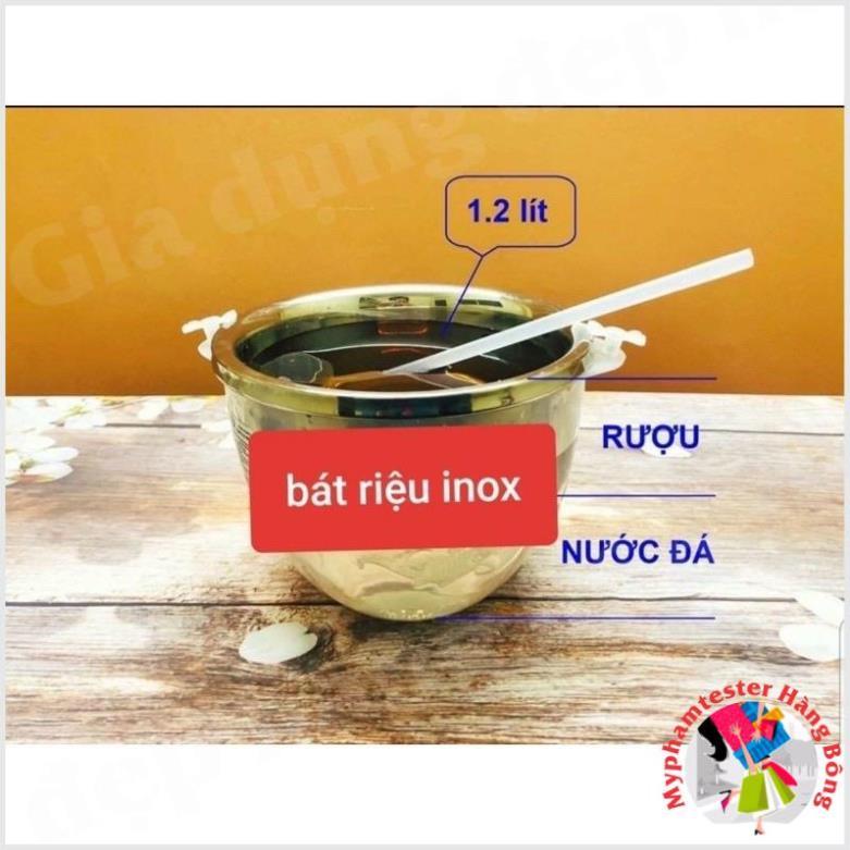 Bát Đựng Rượu và Dụng Cụ Ướp Lạnh Trái Cây Và Rượu inox Tặng Kèm Muỗng Múc