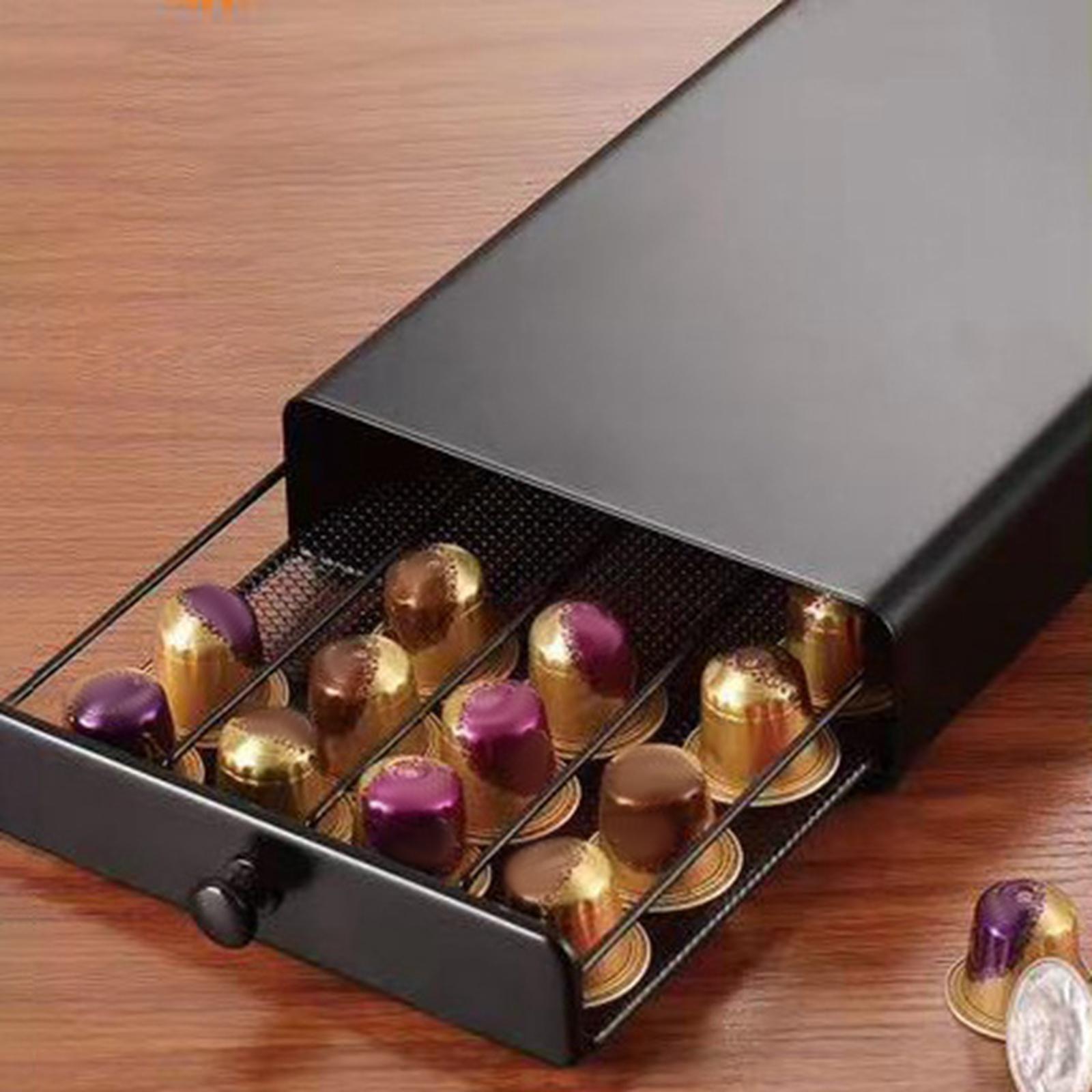 Cup Holder Sliding 40 Pod Capsule Holder for Coffee Bar Countertop Kitchen