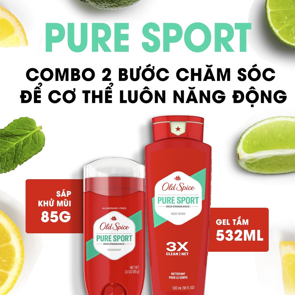 Combo sữa tắm Old Spice Sport 532ml và lăn khử mùi Old Spice Sport 85g - USA