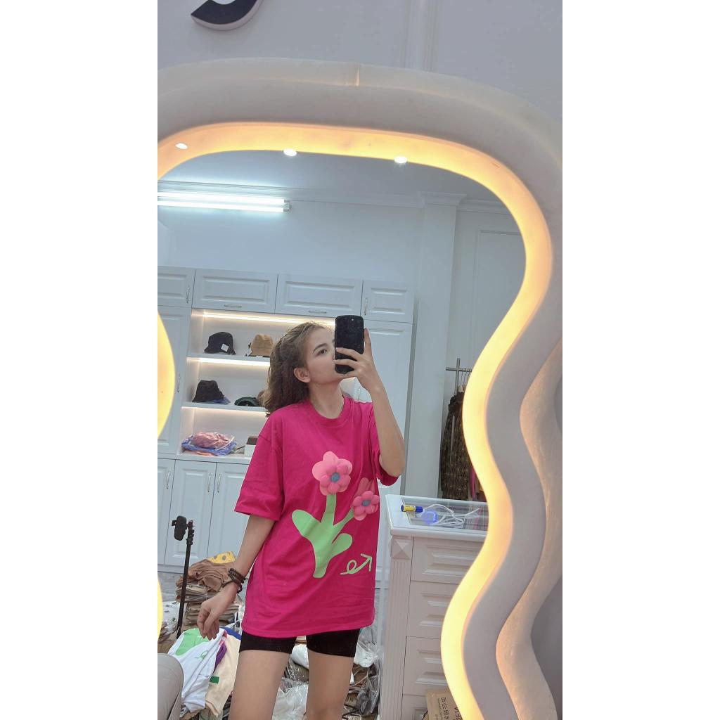 Áo thun nữ tay lỡ form rộng 3158 hoa hồng nổi to thời trang NIEVE