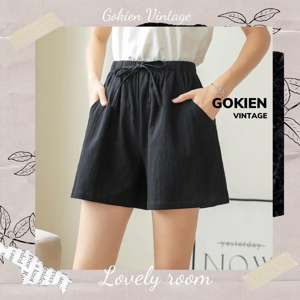 Quần Sooc đũi nữ, quần đùi nữ siêu mát, Gokien Vintage