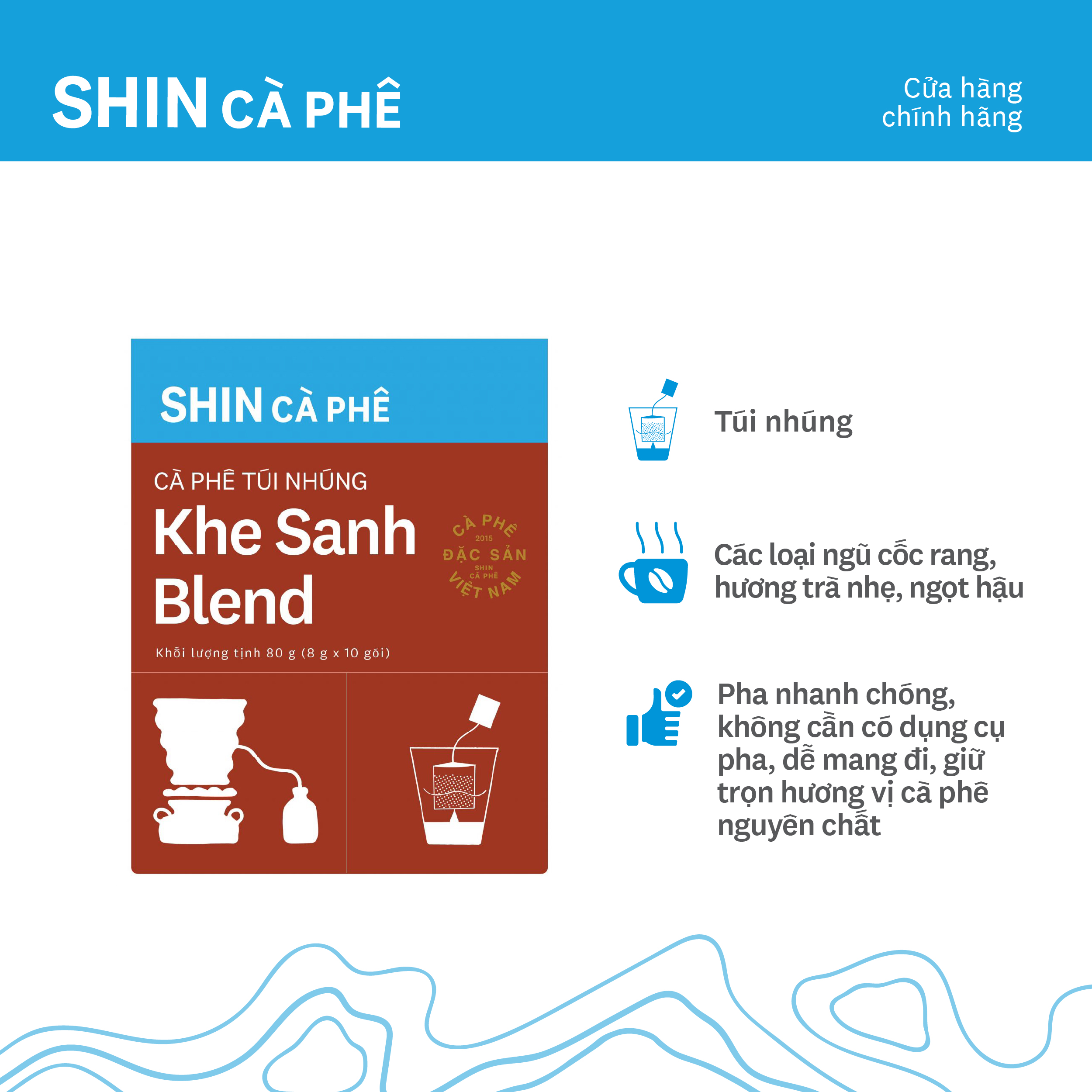 Cà phê Khe Sanh Blend – SHIN Cà Phê – Túi Nhúng – Hộp 10 gói