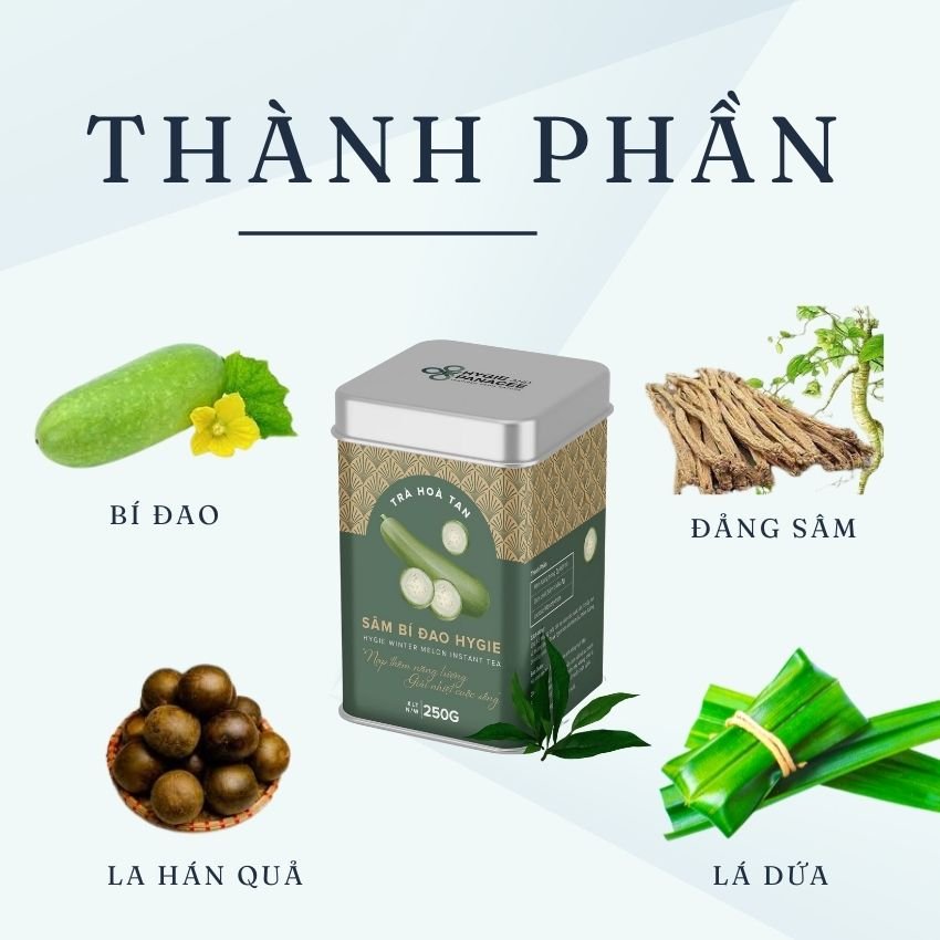 Trà Thảo Dược Sâm Bí Đao Hygie Tác Dụng Giải Khát, Thanh Nhiệt, Detox Cơ Thể, Giảm Mụn, Làm Đẹp Da, Mát Gan Giải Độc, Giảm Cân, Giảm Mỡ Bụng Hộp 250g