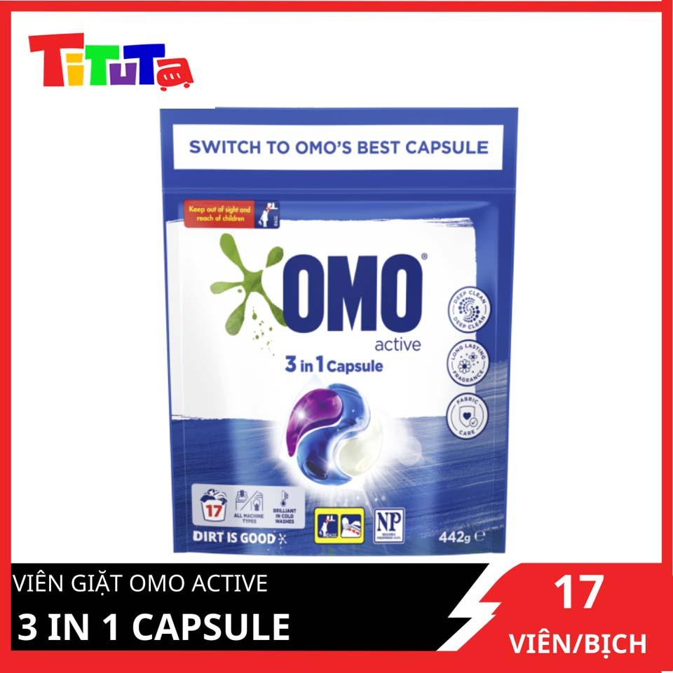 Túi viên giặt xả OMO tiện lợi công nghệ Anh Quốc (17 viên/Túi): Bền màu