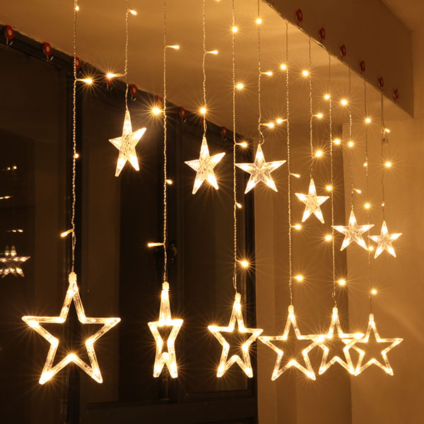 Dây led rèm sao, dây màu vàng ấm