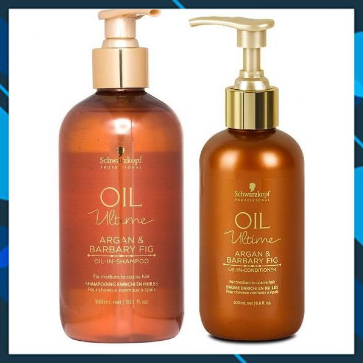 Bộ dầu gội xả Schwarzkopf OIL Ultime Argan &amp; Barbary Fig Oil chăm sóc tóc to sợi thô cứng 300ml