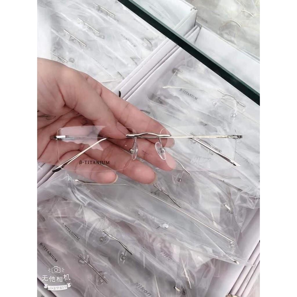 Gọng kính khoan  Titanium doanh nhân sang trọng KT100UNIQUI phủ Crom chống bay màu