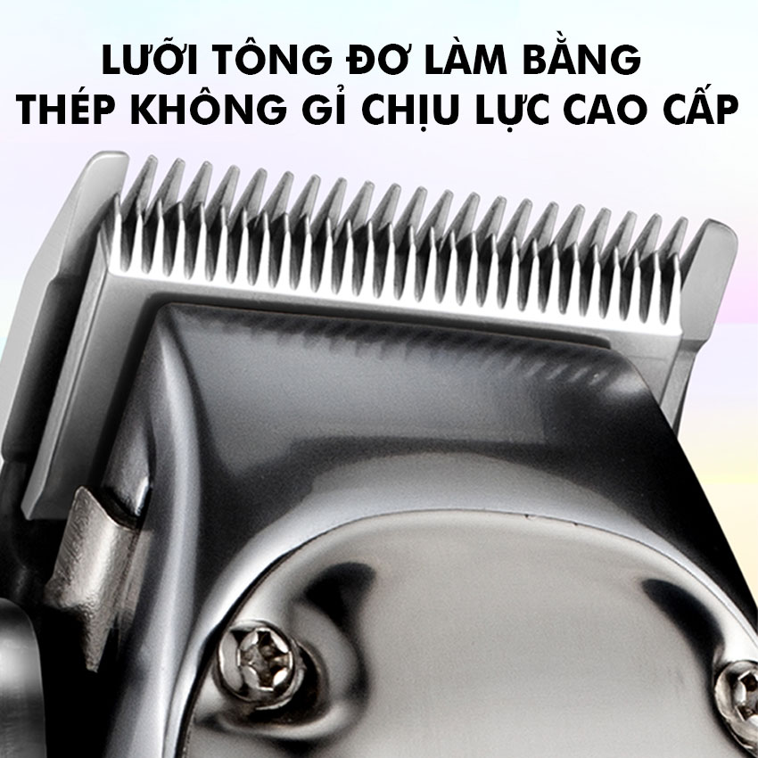 Tông đơ cắt tóc chuyên nghiệp Kemei KM-1997 thiết kế pin lithium 2000mAh sạc nhanh, toàn thân là hợp kim nhôm cao cấp Tặng kèm 1 kẹp cá sấu chia tóc tiện lợi ( tặng màu ngẫu nhiên )