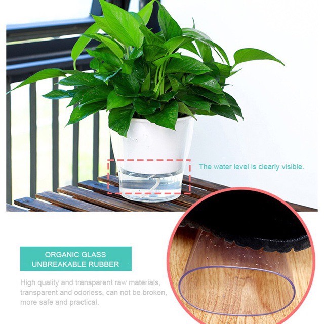 Chậu 2 Lớp Trồng Hoa Cây Cảnh Để Bàn, Bể 2 Đáy Chứa Nước Nuôi Cá, Cốc Trồng Cây Tự Hút Nước W09