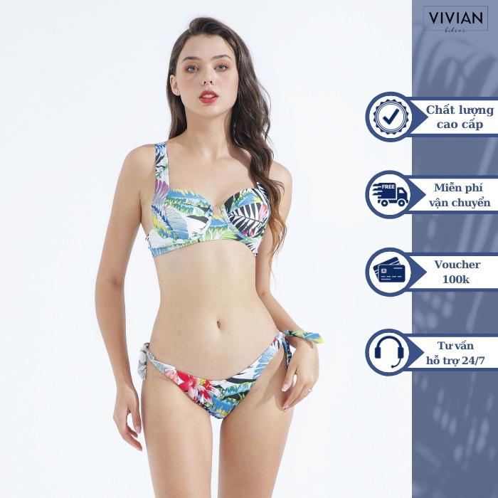 Đồ bơi nữ cao cấp  dạng hai mảnh lưng thấp áo gọng - Floral - VS163_FLO