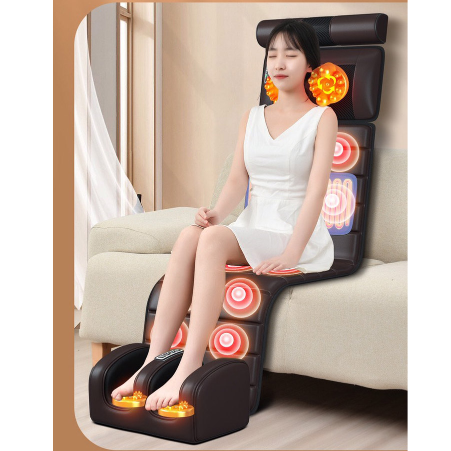 Đệm massage toàn thân kèm massage chân hồng ngoại có remote (Chất liệu PU)