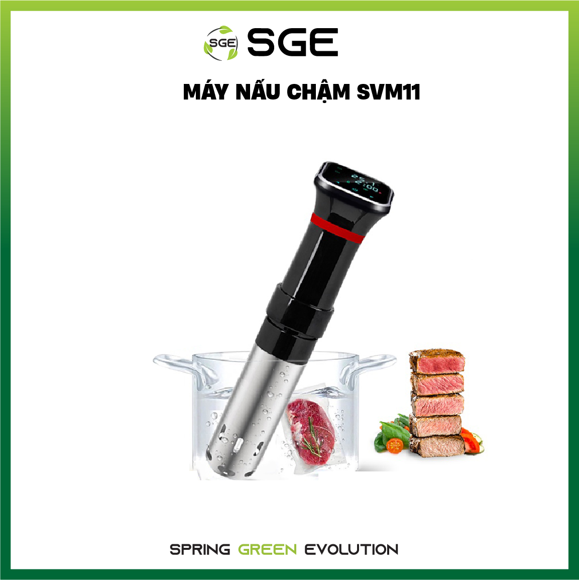 Máy Nấu Chậm Sous Vide SVM11. Kiểm Soát Thời Gian Và Nhiệt Độ Chuẩn Xác. Hàng Nhập Khẩu Chính Hãng SGE Thái Lan