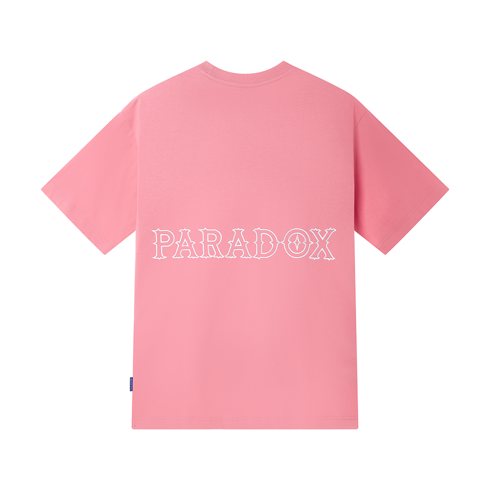 Áo thun form rộng Paradox tay lỡ - Unisex - In hình - ESSENTIAL EMBROIDERY - Màu hồng đậm