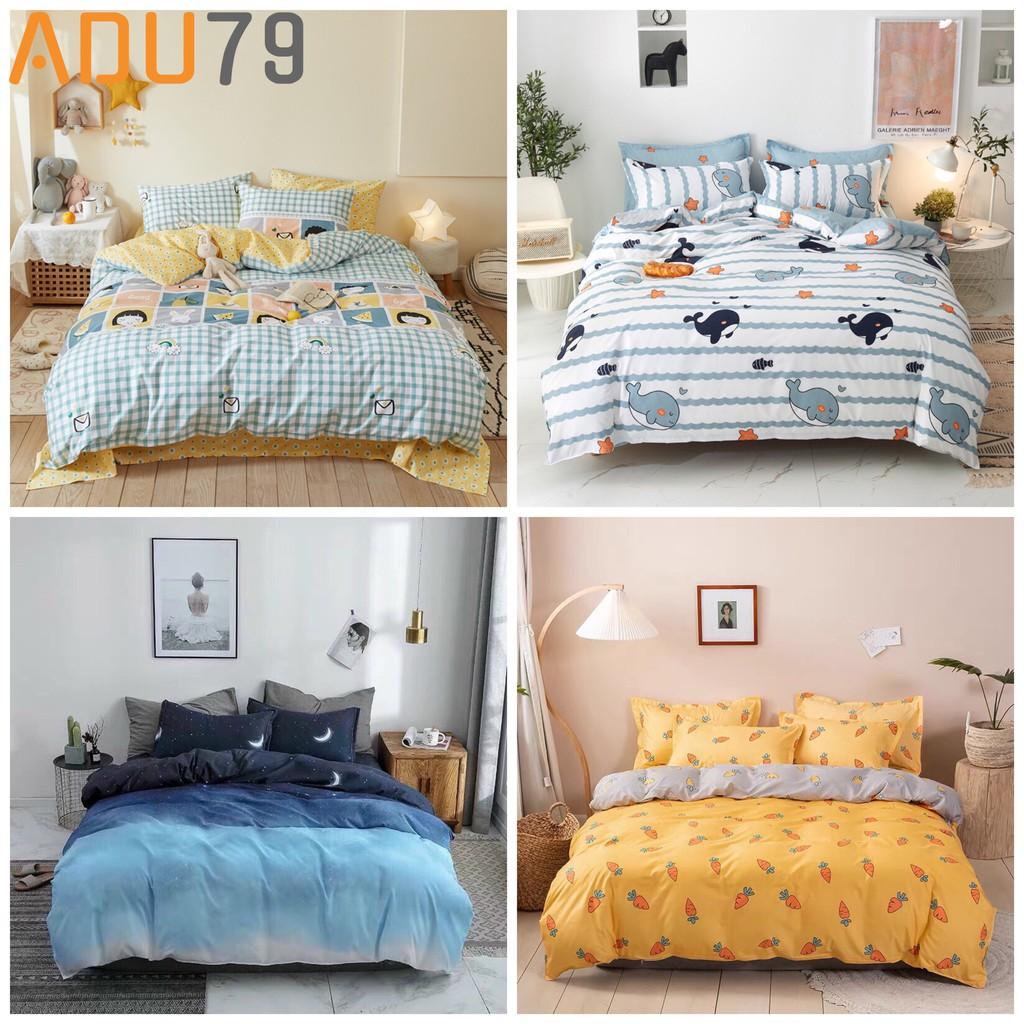 Bộ Ga Giường Và Vỏ Gối Cotton ADU79 Bedding Đủ Kích Thước Trải Nệm mềm mịn 1m4, 1m6, 1m8 Chưa Gồm Chăn