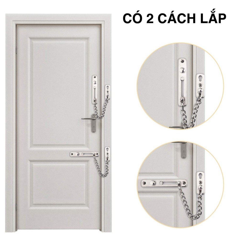 Chốt cửa an toàn dây xích chuẩn INOX SUS304 gắn cửa hợp cho chung cư nhà phố