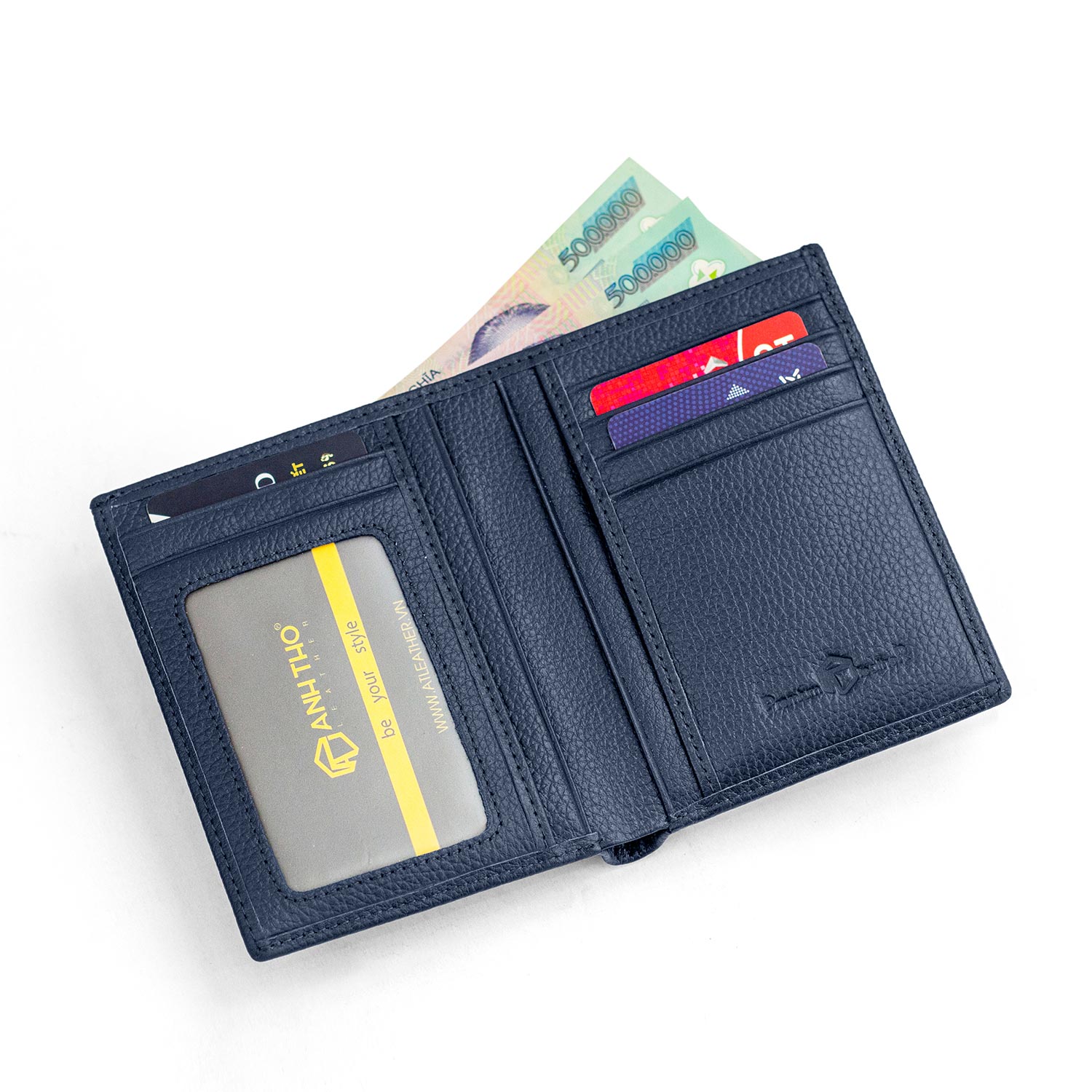 Ví đứng VICTOR - Da bò hạt | Anh Tho leather