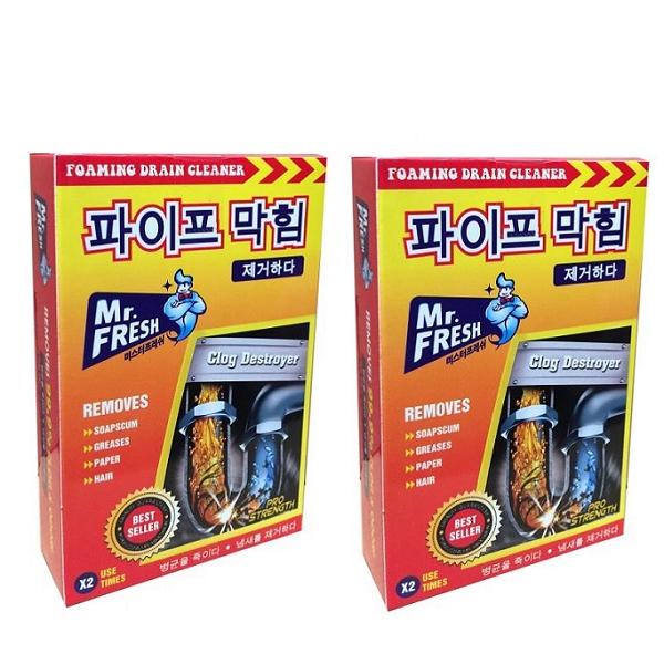 Bộ 2 hộp 4 gói bột thông tắc làm sạch đường ống Hàn Quốc