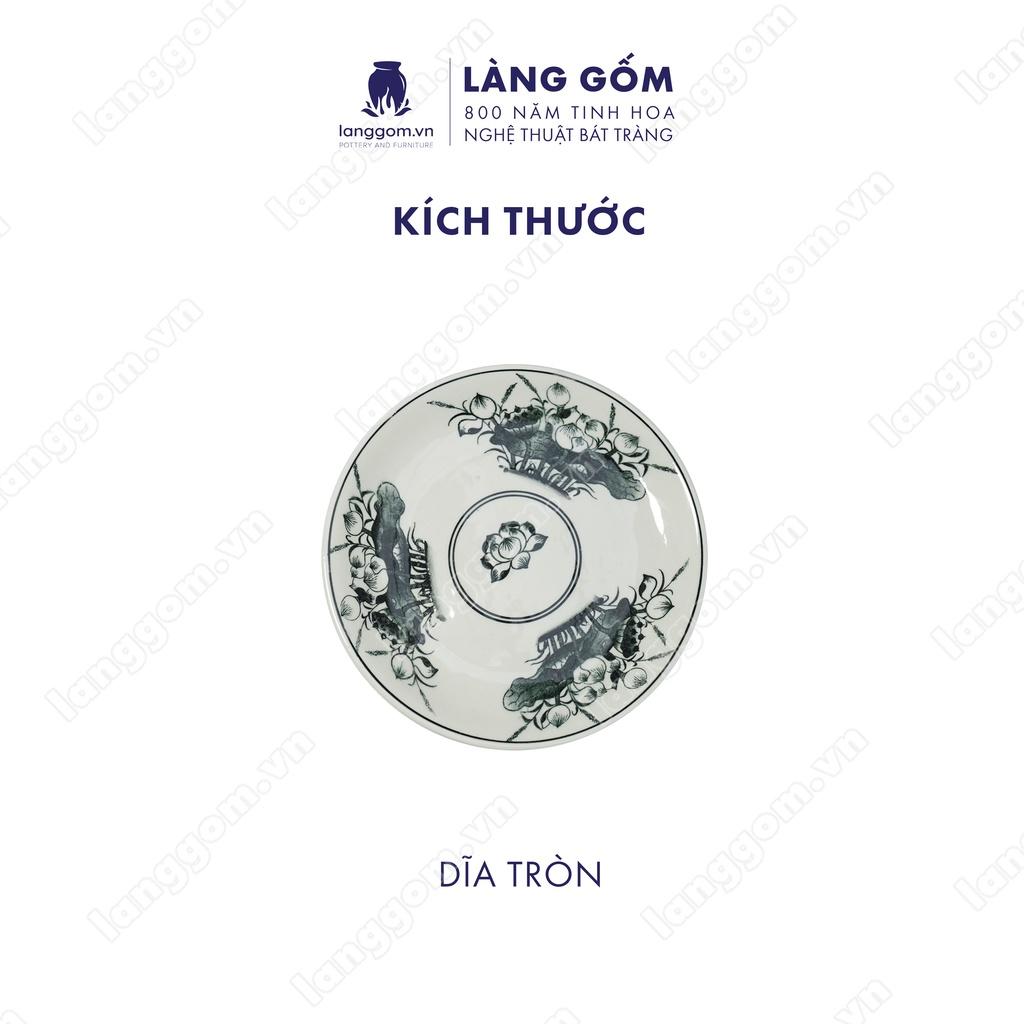 Bộ bàn ăn vẽ hoa sen đen - Size: 55cm - Gốm sứ Bát Tràng - Làng Gốm