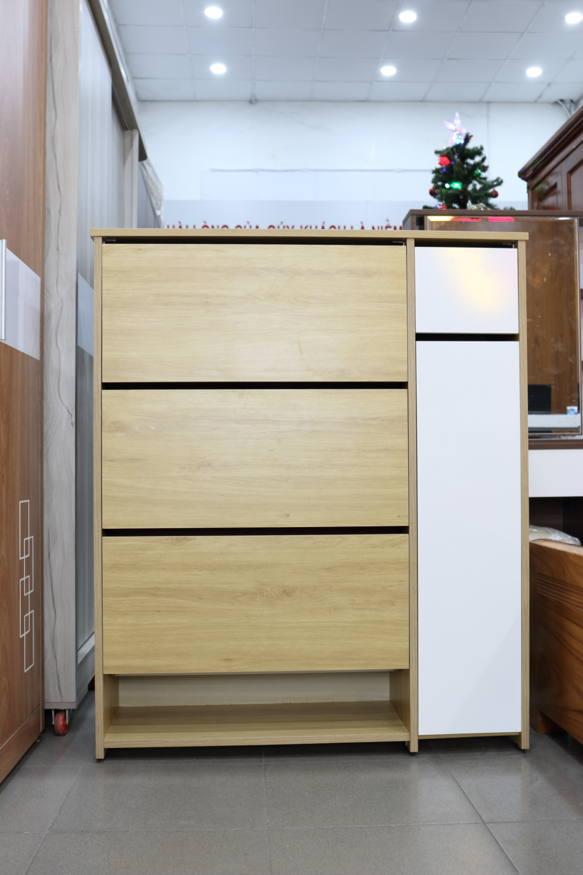 Tủ Giày Thông Minh Gỗ Mdf Melamine màu Vàng Phối Trắng