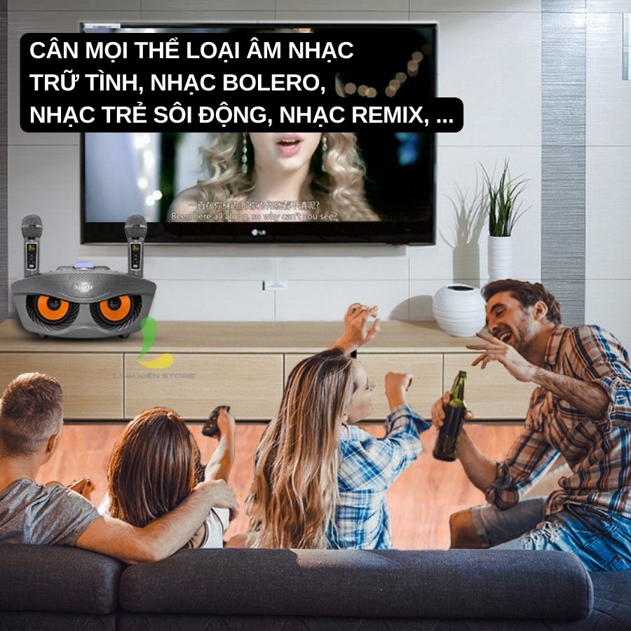 Loa Bluetooth Karaoke SD306 PLUS - Loa di động làm từ nhựa ABS thiết kế mắt cú phiên bản nâng cấp âm thanh hoàn hảo tặng kèm micro không dây xịn xò