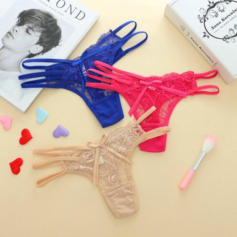 Combo 3 Chiếc Quần Lót Lọt Khe Chất Liệu Su Phối Ren Quyến Rũ Gợi